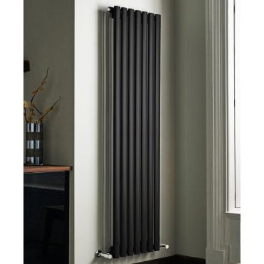 Aspen Matt Black Vertical Oval Tube Double Designer Radiator
