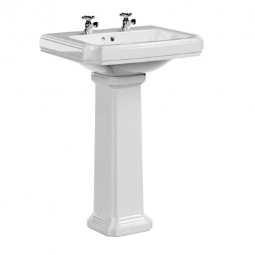 Astley 600mm Traditional 2 Tap Hole Basin & Full Pedestal