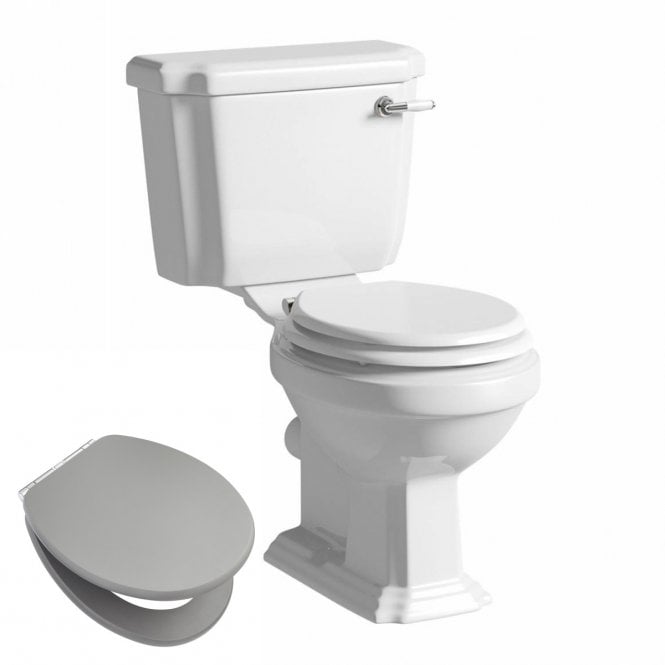 Kartell Astley Traditional Close Couple Toilet & Matt Grey Soft Close Wooden Seat