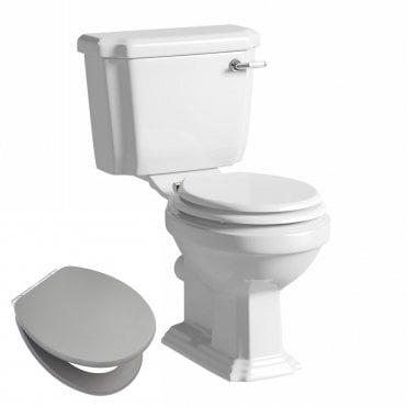 Astley Traditional Close Couple Toilet & Matt Grey Soft Close Wooden Seat