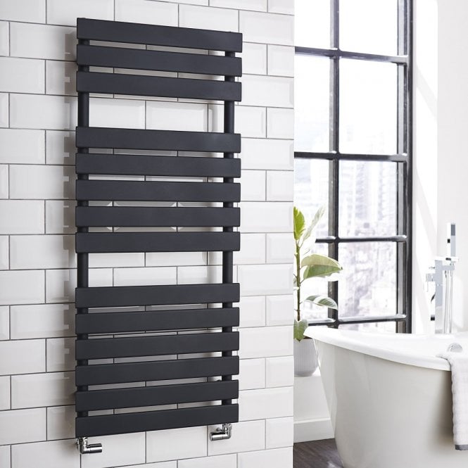 Kartell Atlantic Textured Grey 1185mm x 500mm Flat Bar Designer Heated Towel Rail