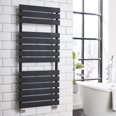 Atlantic Textured Grey 1185mm x 500mm Flat Bar Designer Heated Towel Rail