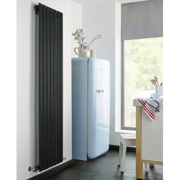Boston Matt Black Vertical Single Flat Panel Designer Radiator