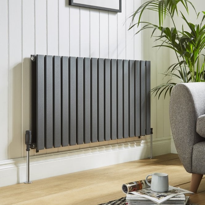 Kartell Boston Textured Grey Single Flat Panel Designer Radiator
