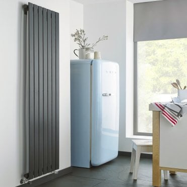 Boston Textured Grey Vertical Double Flat Panel Designer Radiator