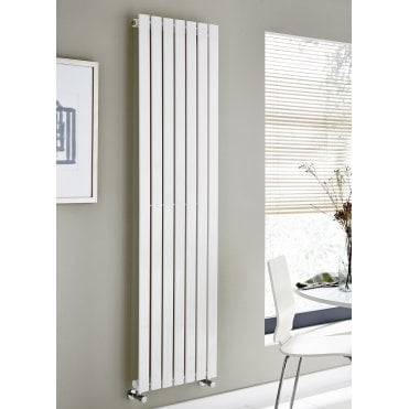 Boston White Gloss Vertical Single Flat Panel Designer Radiator