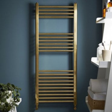 Brushed Brass 1000mm x 600mm Straight Heated Towel Rail