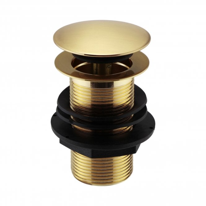 Kartell Brushed Brass Unslotted Basin Clicker Waste