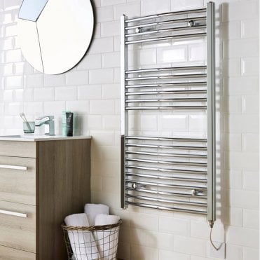 Chrome 1200mm x 500mm Chrome Straight Electric Towel Rail