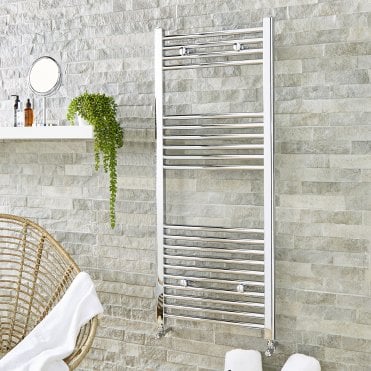 Chrome 1600mm x 400mm Straight Heated Towel Rail