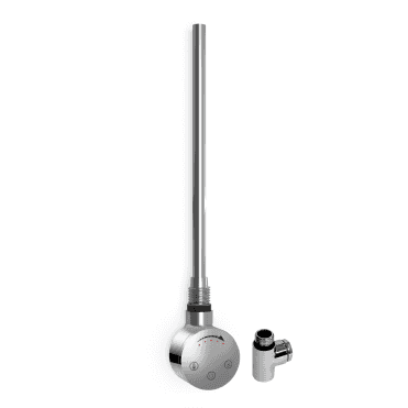 Chrome 600W Dual Fuel Touch Thermostatic Heated Towel Rail Element & Tee
