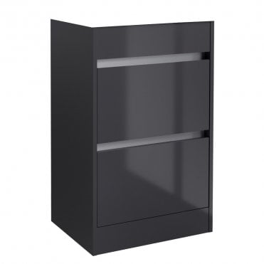 City 500mm 2 Drawer Floor Standing Unit Storm Grey Gloss