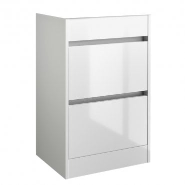City 500mm 2 Drawer Floor Standing Unit White Gloss
