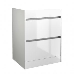 City 600mm 2 Drawer Floor Standing Unit White Gloss