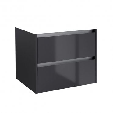 City 600mm 2 Drawer Wall Mounted Unit Storm Grey Gloss