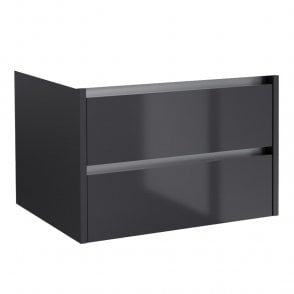 City 800mm 2 Drawer Wall Mounted Unit Storm Grey Gloss