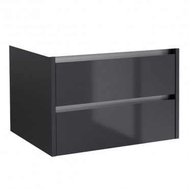 City 800mm 2 Drawer Wall Mounted Unit Storm Grey Gloss