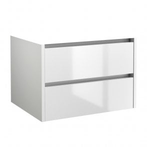 City 800mm 2 Drawer Wall Mounted Unit White Gloss