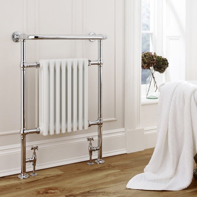 Kartell Crown Traditional Chrome & White Column Towel Radiator