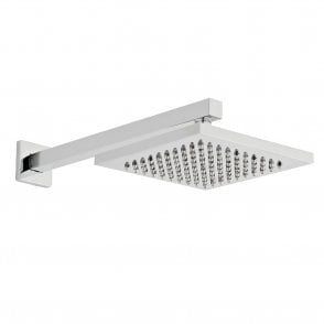 Cube 200mm Square Fixed Shower Head & Wall Mounted Arm Chrome