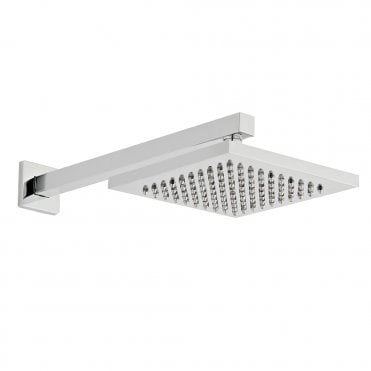 Cube 200mm Square Fixed Shower Head & Wall Mounted Arm Chrome