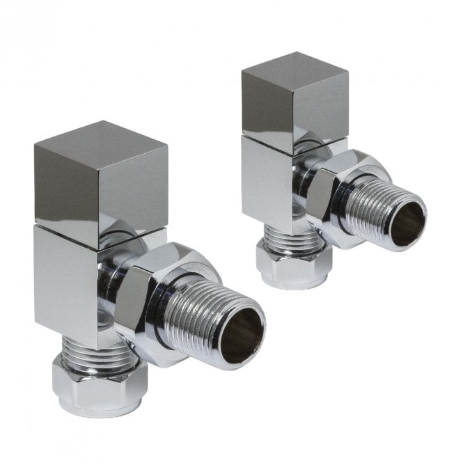 Kartell Cube Modern Angled Radiator Valves Chrome (Pair)