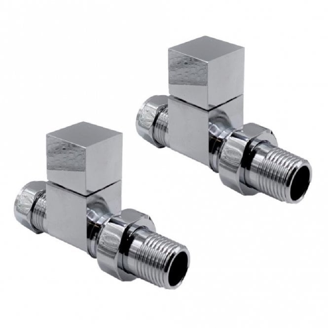 Kartell Cube Modern Straight Radiator Valves Chrome (Pair)