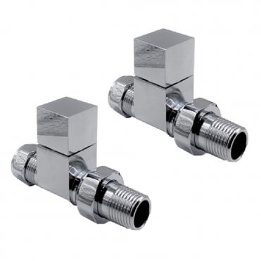 Cube Modern Straight Radiator Valves Chrome (Pair)