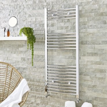 Curved Heated Towel Rail 1000mm x 400mm Chrome - CTR410C