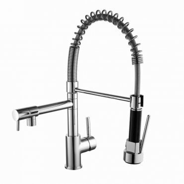 Dual Spout Pull Out Spray Lever Sink Mixer Polished Chrome - KST002