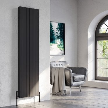 Edmonton Black Vertical Aluminium Flat Panel Radiator