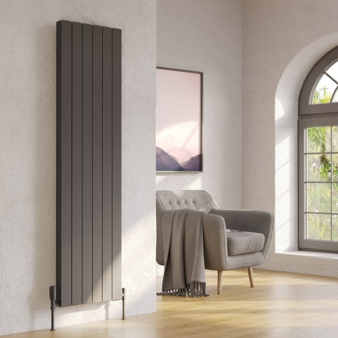 Kartell Edmonton Grey Vertical Aluminium Flat Panel Radiator