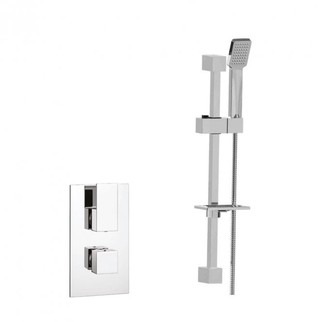 Kartell Element Chrome Concealed Thermostatic Shower Valve with Adjustable Slide Rail Kit
