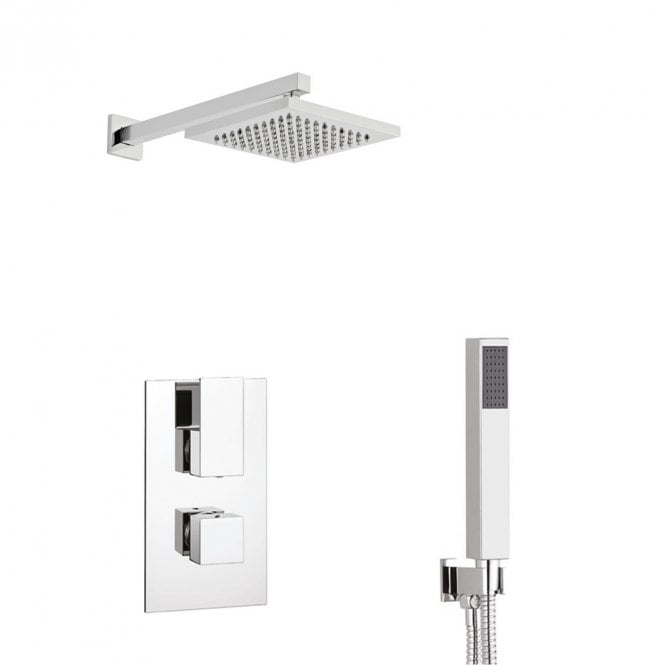 Kartell Element Chrome Concealed Thermostatic Shower Valve with Diverter with Hand Shower & Fixed Overhead Drencher