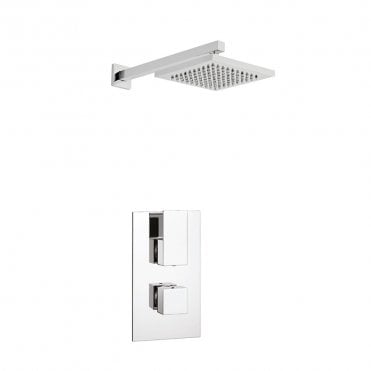Element Chrome Concealed Thermostatic Shower Valve with Fixed Drencher Head