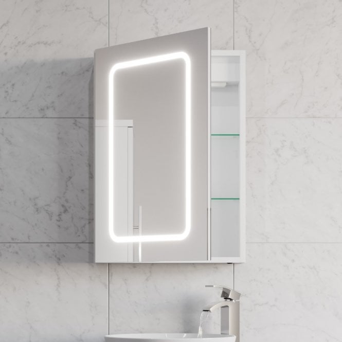 Kartell Fine 700mm x 500mm LED Mirror Cabinet with Sensor Switch & Charger Socket