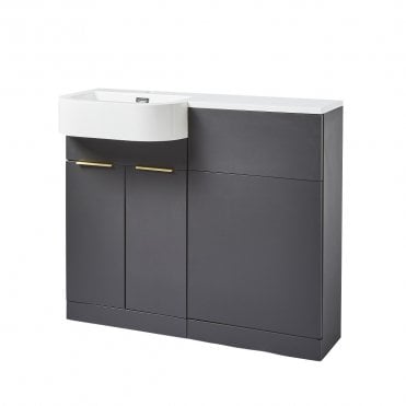 Fusion 1010mm Matt Dark Grey 2 Door P Shaped Combination Sink + WC Unit - Left Hand