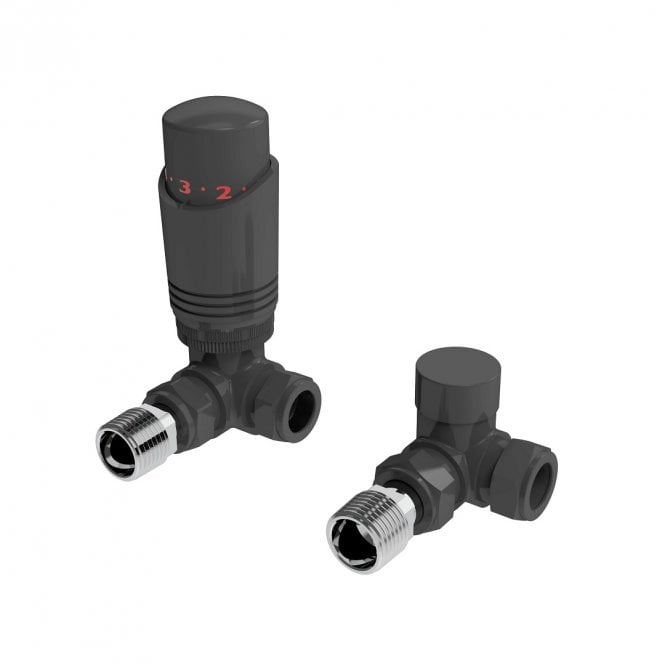 Kartell K-Design Anthracite Corner TRV Thermostatic Radiator Valve Pack