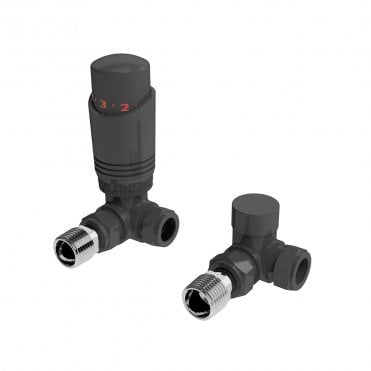 K-Design Anthracite Corner TRV Thermostatic Radiator Valve Pack