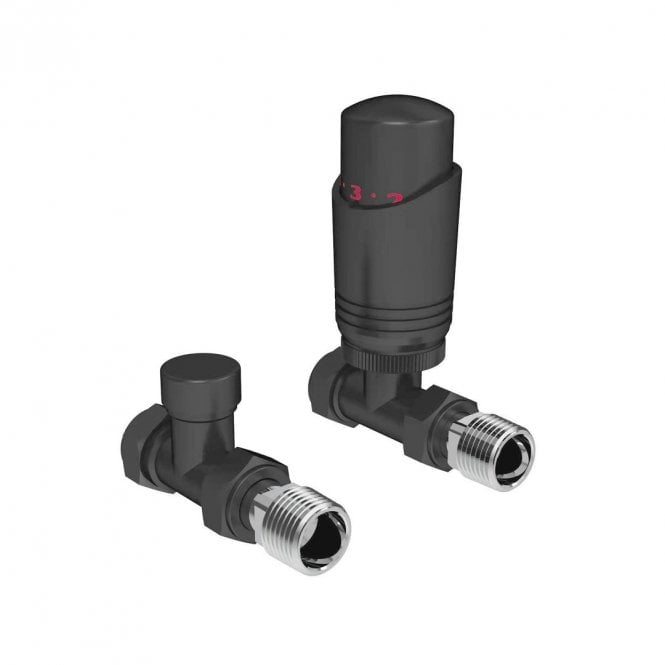 Kartell K-Design Anthracite Straight TRV Thermostatic Radiator Valve Pack