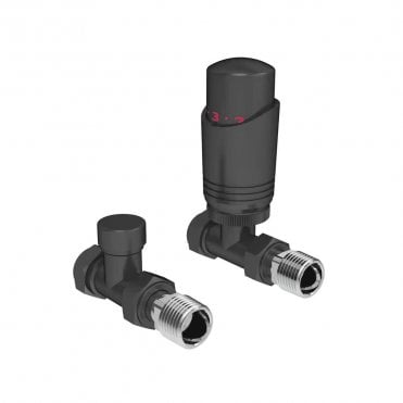 K-Design Anthracite Straight TRV Thermostatic Radiator Valve Pack