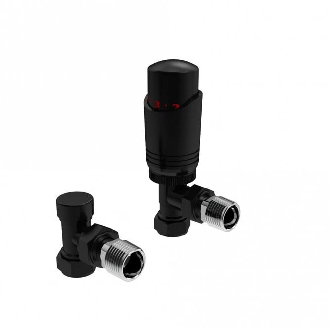 Kartell K-Design Black Angled TRV Thermostatic Radiator Valve Pack