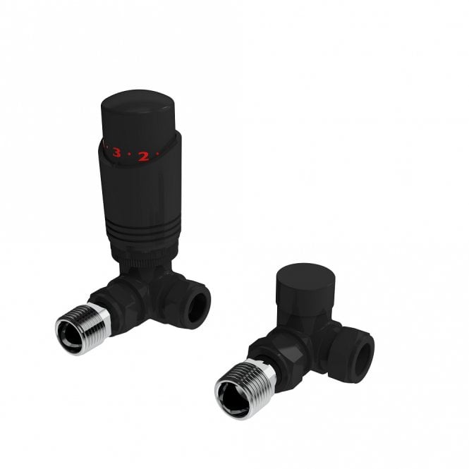 Kartell K-Design Black Corner TRV Thermostatic Radiator Valve Pack