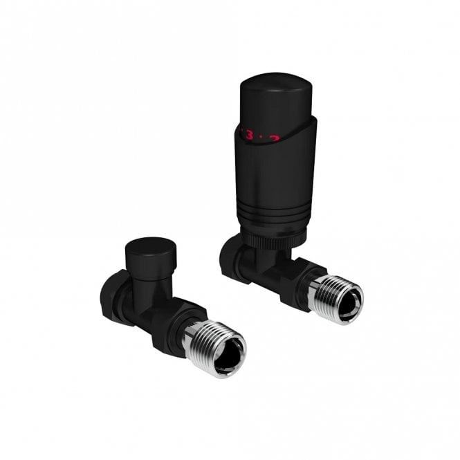 Kartell K-Design Black Straight TRV Thermostatic Radiator Valve Pack