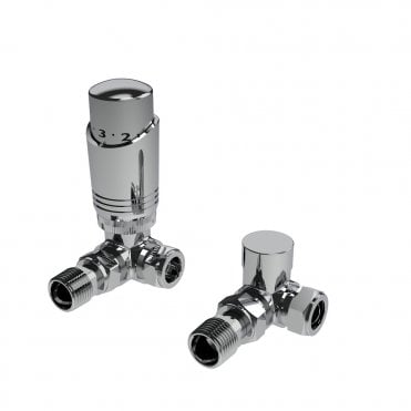 K-Design Chrome Corner TRV Thermostatic Radiator Valve Pack