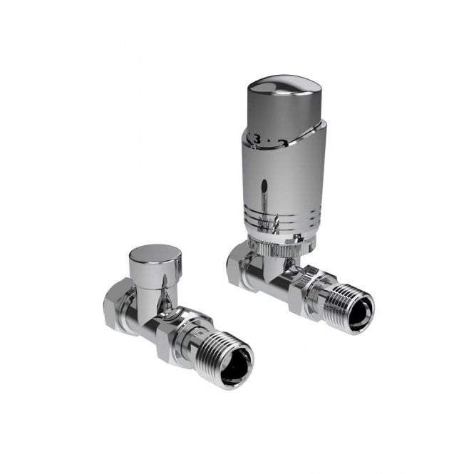 Kartell K-Design Chrome Straight TRV Thermostatic Radiator Valve Pack