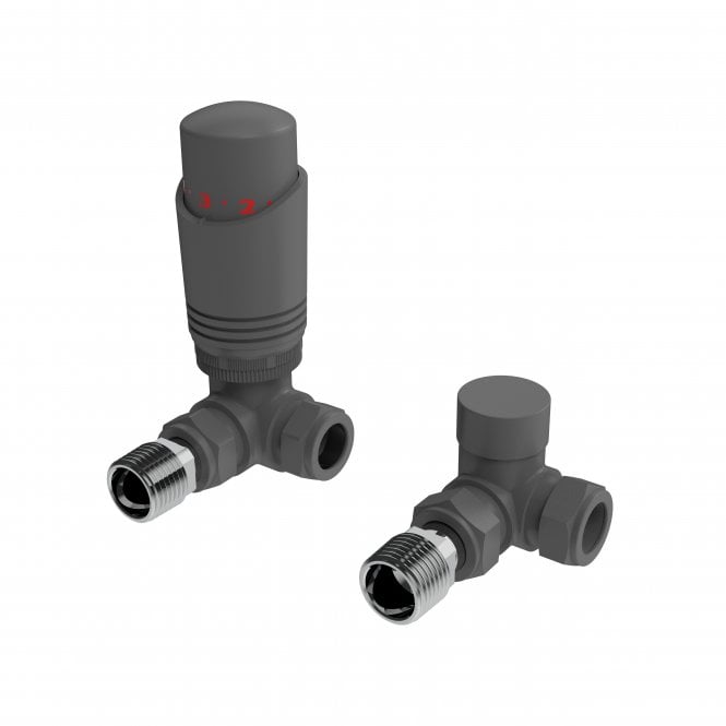 Kartell K-Design Textured Grey Corner TRV Thermostatic Radiator Valve Pack