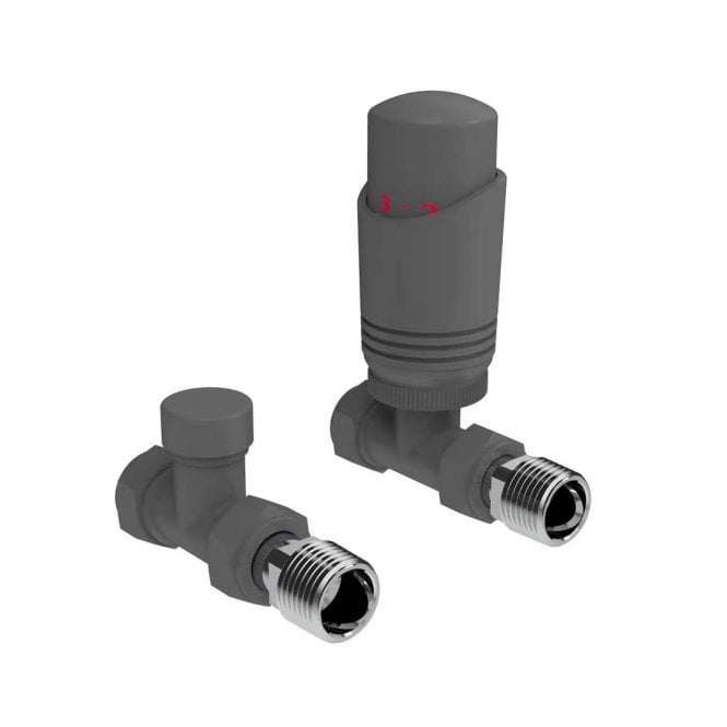 Kartell K-Design Textured Grey Straight TRV Thermostatic Radiator Valve Pack