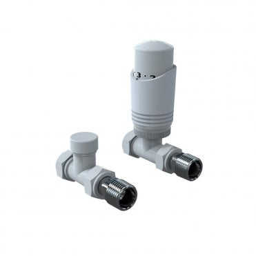 K-Design White Straight TRV Thermostatic Radiator Valve Pack