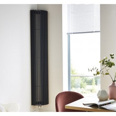Kansas Anthracite Vertical 2000mm x 276mm Modern Corner Designer Radiator